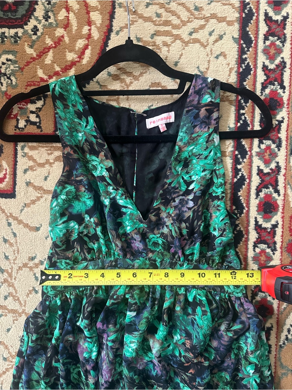 re:named Green Floral V-Neck Maxi Dress - Picture 4 of 5